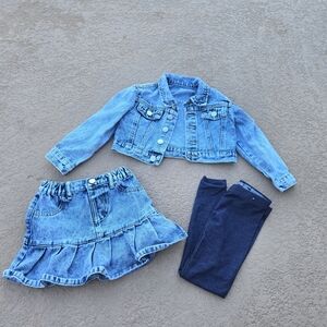 Stylish Blue Denim Jacket Set for Kids